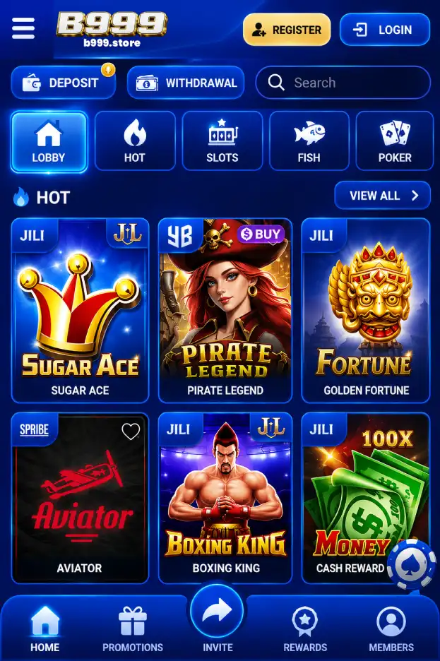 B999 casino mobile app download for Android and iOS devices