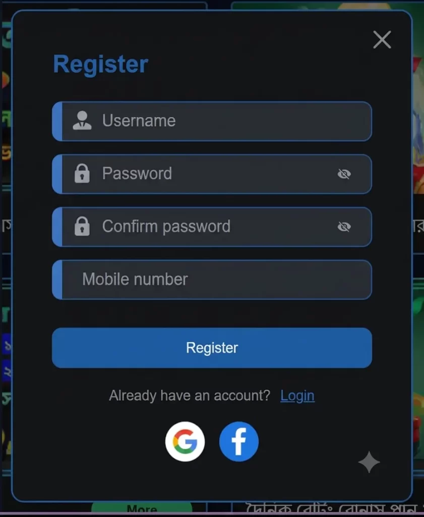 B999 register page for fast online casino account sign up